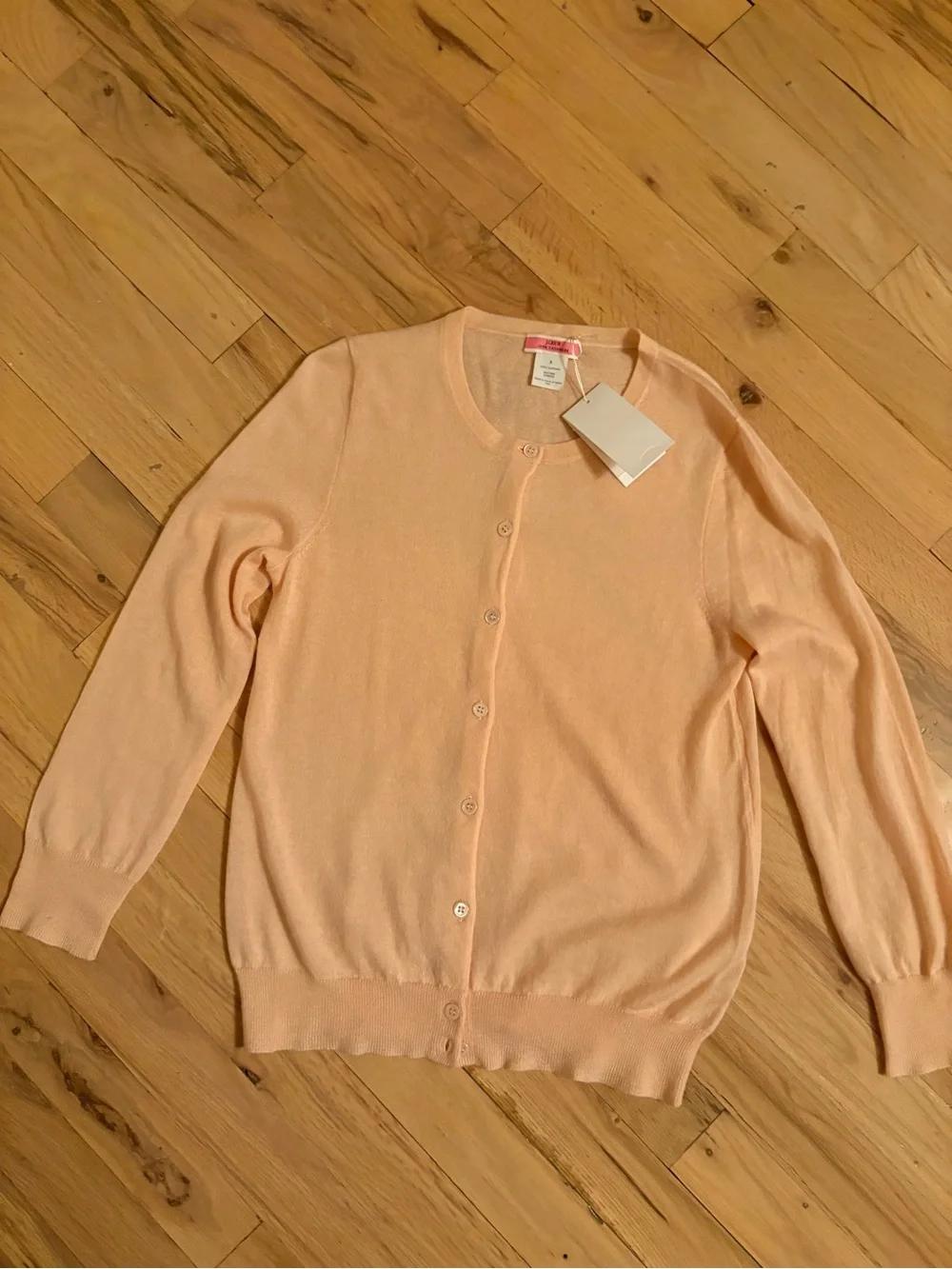 J. Crew Cashmere Peach Crewneck Button Cardigan